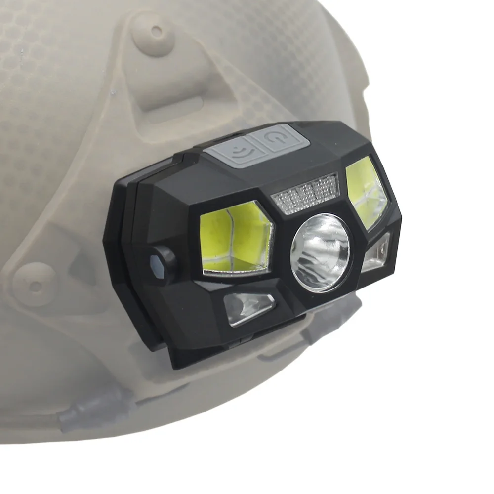 Nuovo casco tattico veloce MICH all\'aperto luce lampada frontale a induzione ricarica USB lampada di segnale impermeabile caccia pesca faro