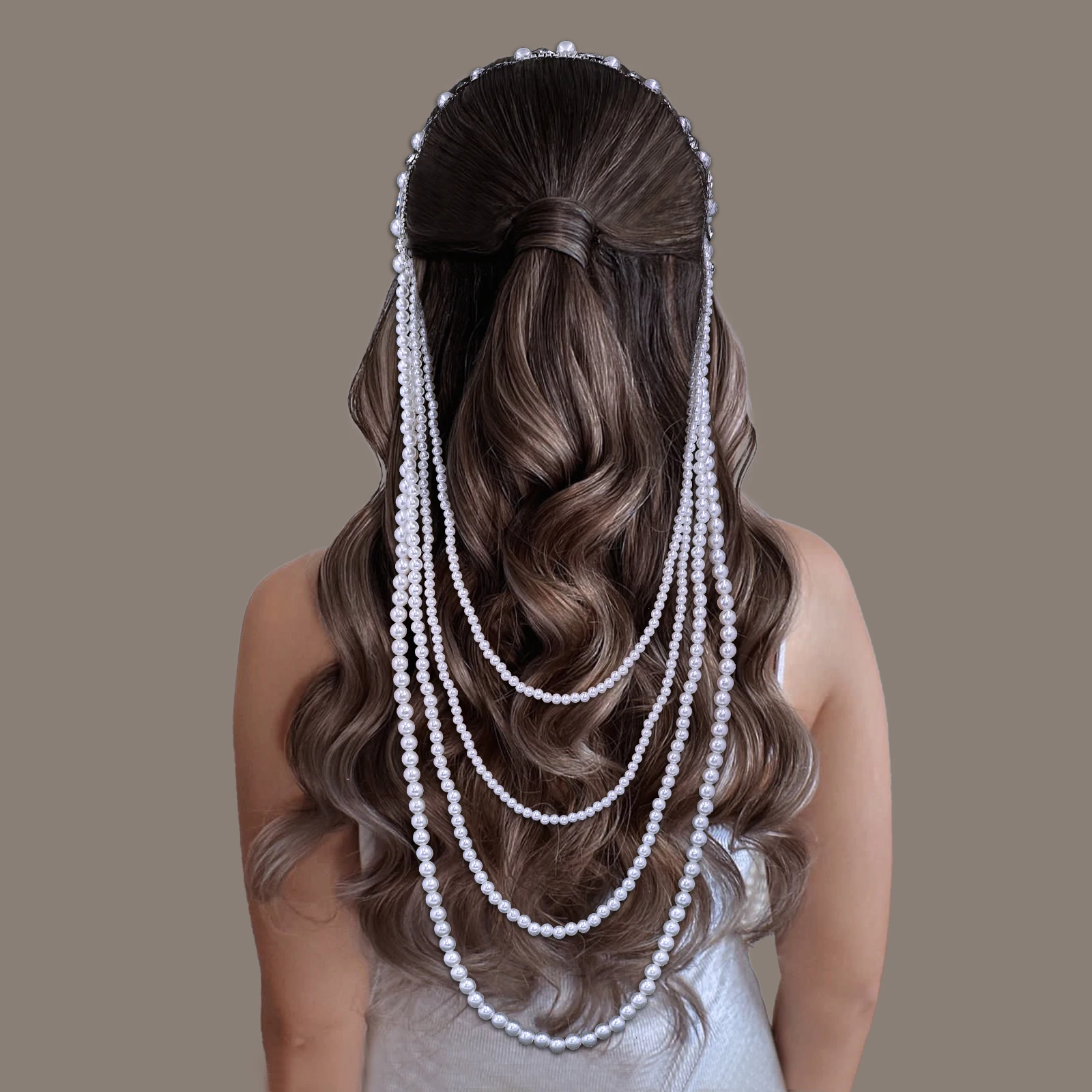 Wedding Bridal Pearl Hair Band Bridal Long tassel Hair Accessories Women Fashion Headband Banquet Party Headwear HP719