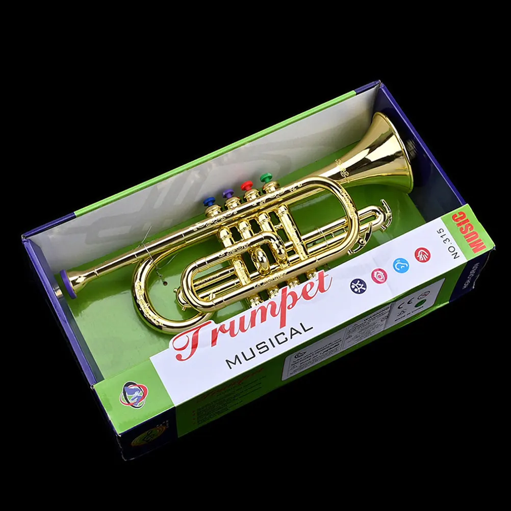 

Golden Trumpet Toy Plastic Kids Musical Instruments Simulation Trumpet Modeling Educational Plaything for Toddlers