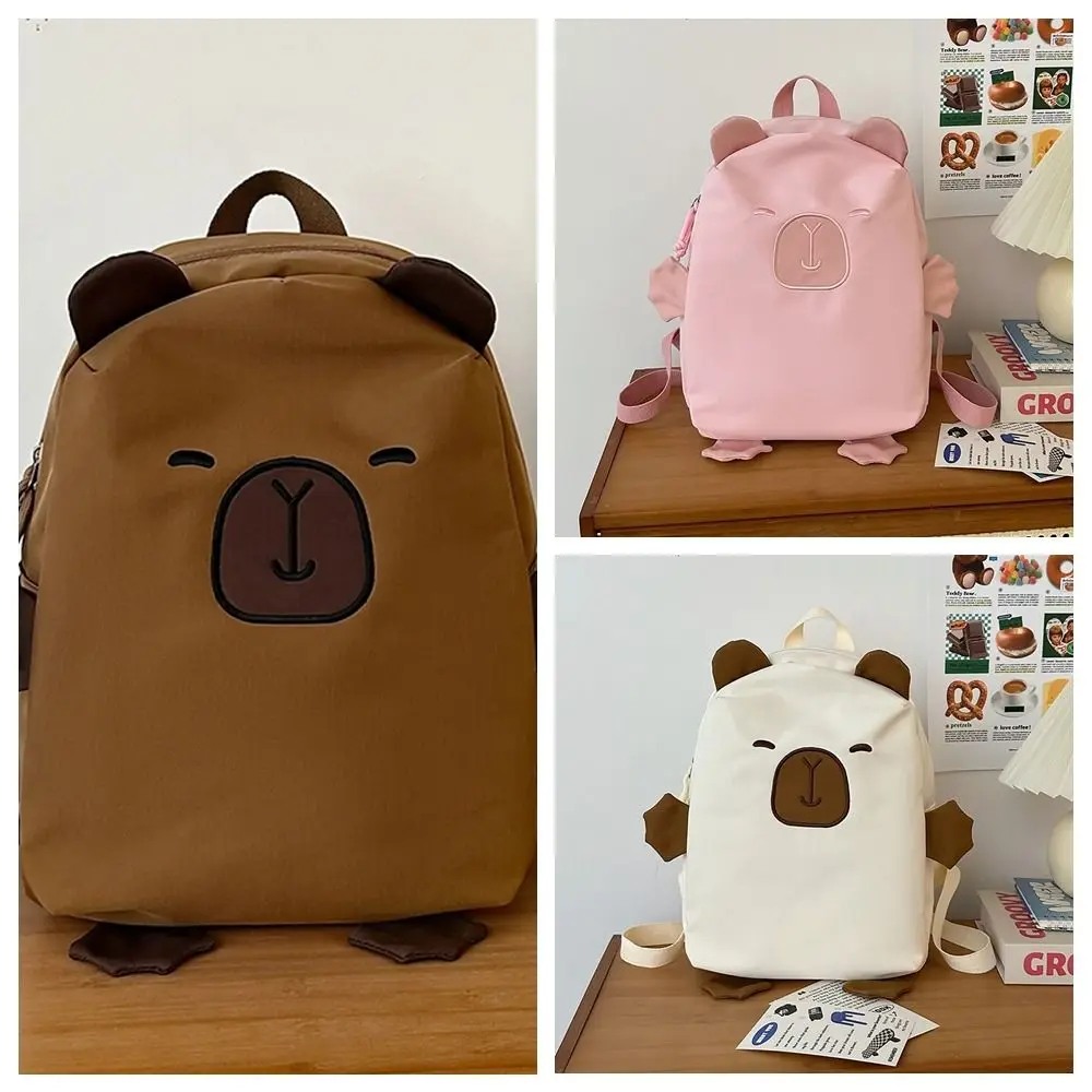 Große Kapazität Capybara Nylon Rucksack Kawaii Koreanischen Stil Capybara Schultasche Handtasche Schultertasche Cartoon Studenten Büchertasche