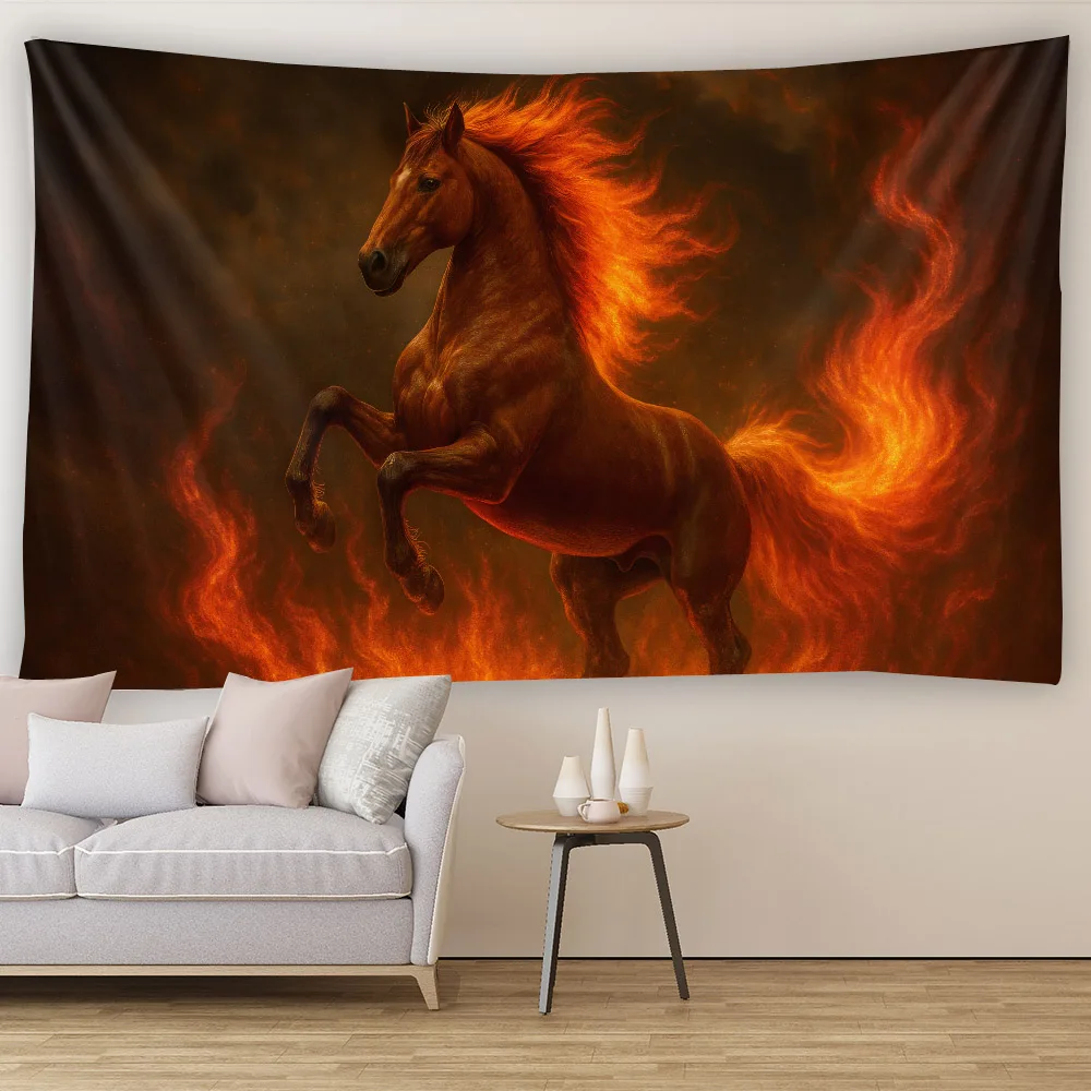 

Oil painting, horse tapestry, polyester fiber fabric, wall hanging, living room, bedroom, office decoration, background poster