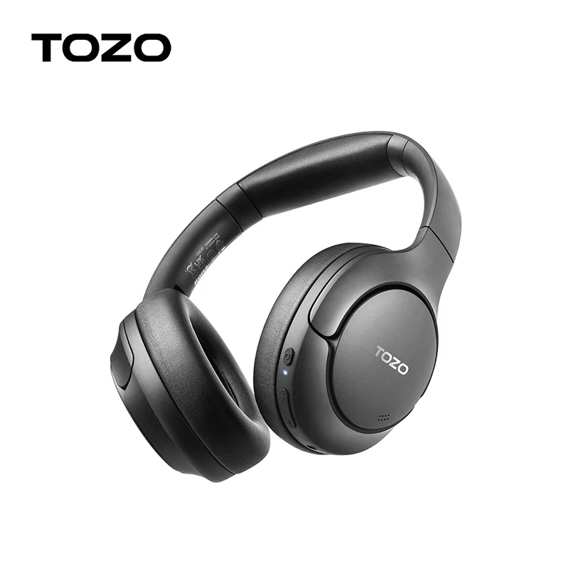 TOZO HT2 سماعات بلوتوث لاسلكية هجينة بخاصية إلغاء الضوضاء النشطة مع أوضاع متعددة، صوت عالي الدقة وجهير عميق قابل للطي. 60 ساعة