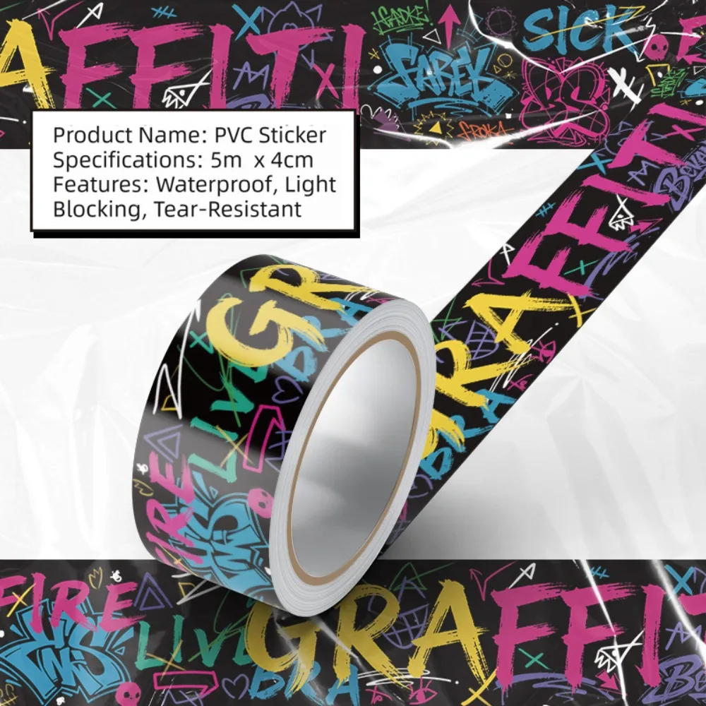 Waterproof PVC Sticker Tape Scratch Resistant Opaque Backing Decorative Tape Tear Resistant Roll Format Washi Tape