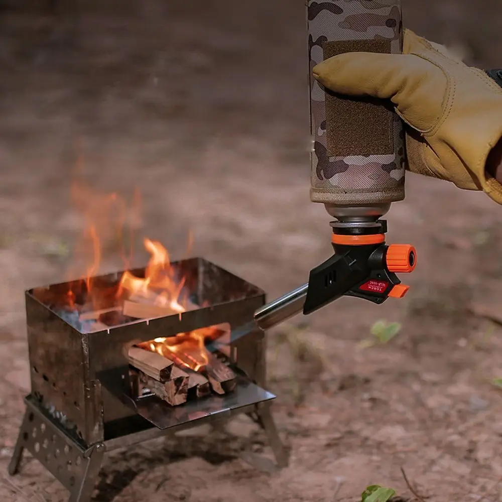 Outdoor BBQ Outdoor Camping Burn-er Flamethrower Butane Burn-er Gas Torch Nozzle Burn-er Nozzle Brazing Torch Welding Gas Torch