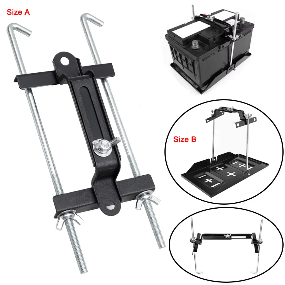 

Premium Car Battery Hold Down for Tray, Adjustable Battery Crossbar with J Bolt (11inch/27cm bolts) Battery Tie Down Holder SUV