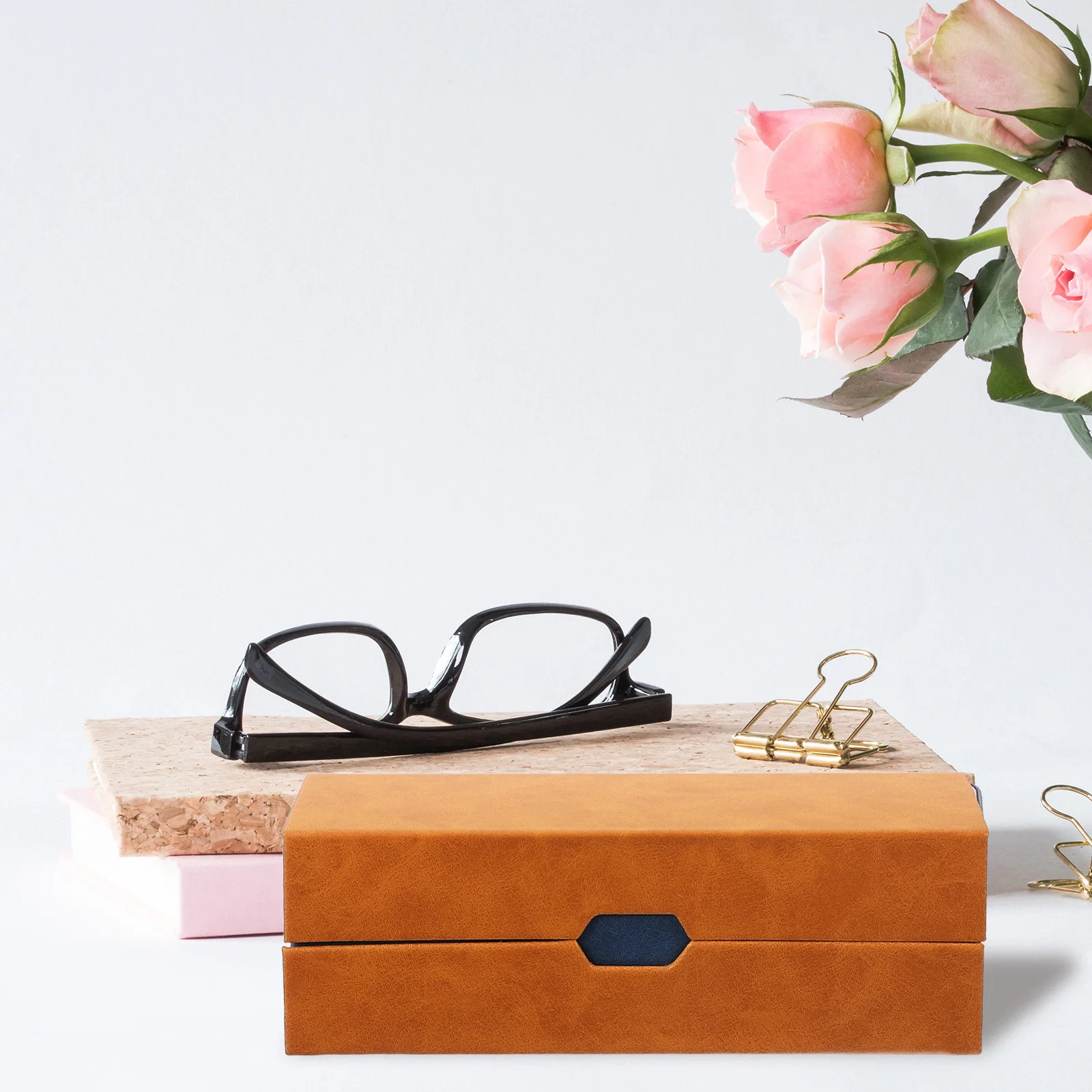 

1Pcs Double Layer Glasses Case Compact Foldable Eyewear Box Anti-Scratch Travel Organizer for Reading Glasses and Sunglasses