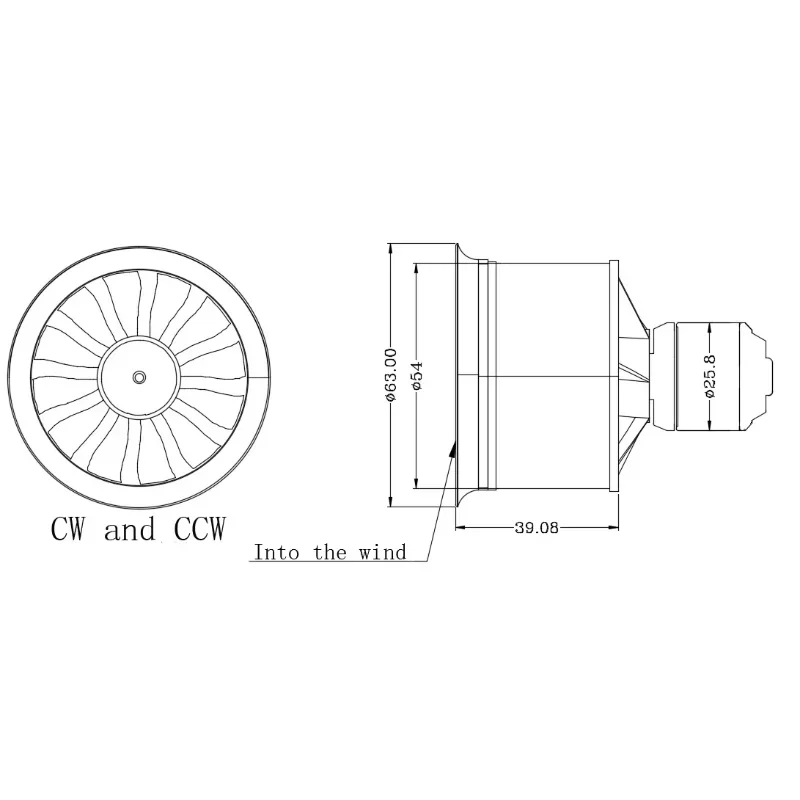 50mm 12-łopatkowy wentylator kanałowy EDF CW CCW z silnikiem bezszczotkowym QX-MOTOR QF2611 3S 4S 3300kv/4000kv/4600kv/5000kv do samolotu odrzutowego