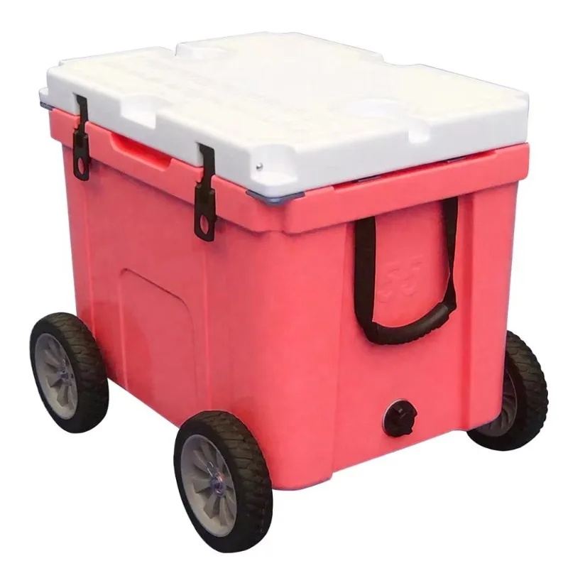 quality 55QT thermal insulation and waterproof ice cream beer bottle rolling cooler with letter pattern, suitable for food use