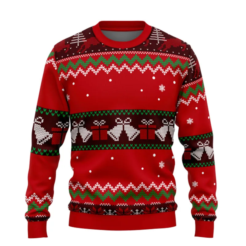 Ugly Christmas Sweater Collection Snowflake Christmas Tree Bell Reindeer  Crew Neck Autumn Winter Sweatshirt FamilyMatching