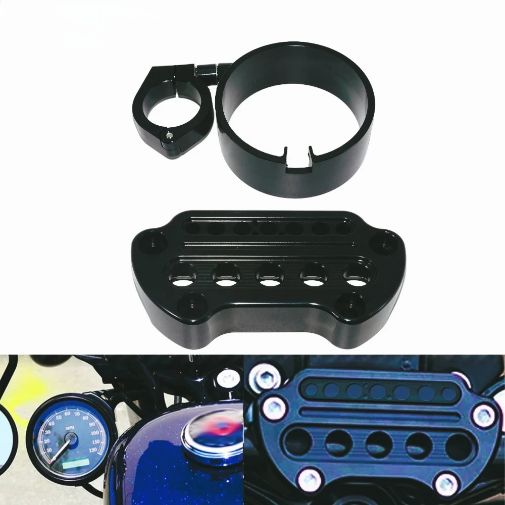 Soporte para velocímetro de motocicleta, cubierta de reubicación de montaje lateral, abrazaderas superiores para manillar para H
