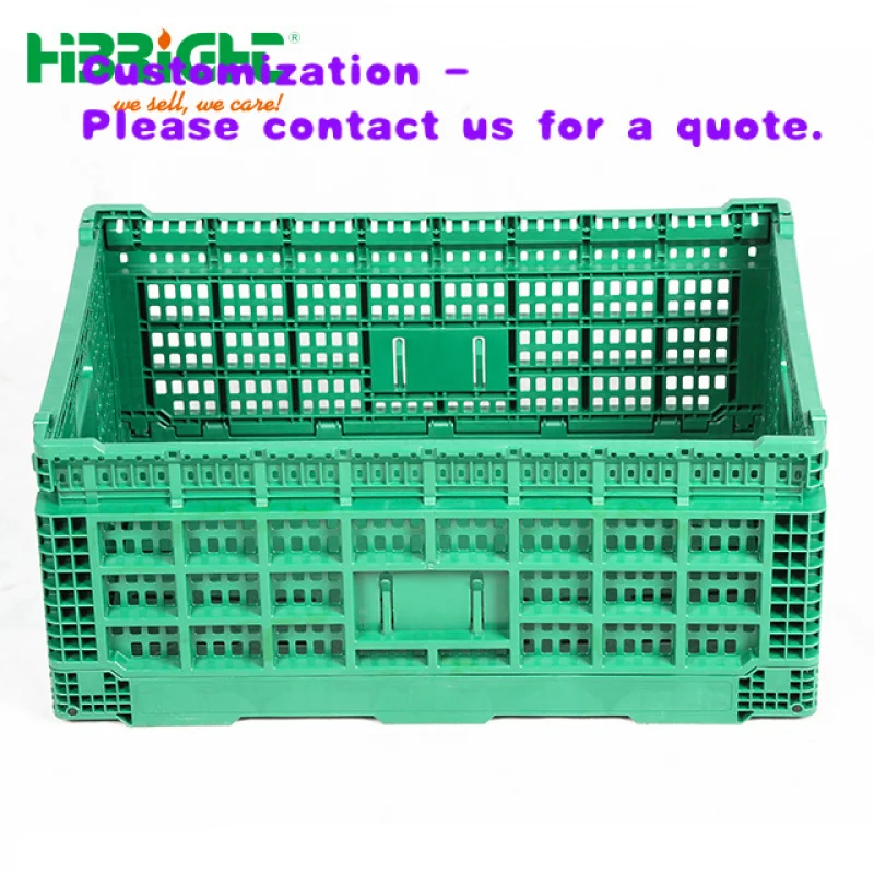 custom.Supermarket Collapsible Stackable Plastic Container Mesh Box Vegetable and Fruit Turnover Foldable Crate