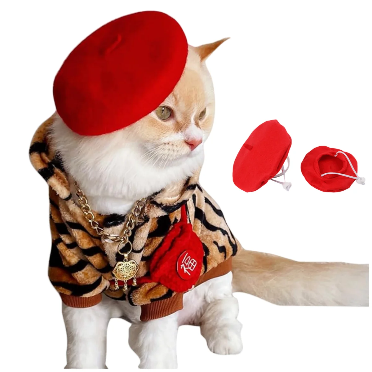 Hunde-Baskenmütze, Katzen-Mütze, modisch, vier Jahreszeiten, lustige Wolle, Winter-Haustiermütze, Mini-Monochrom-Katzen-Baskenmütze, süßes Haustier, lässiges Reise-Outfit