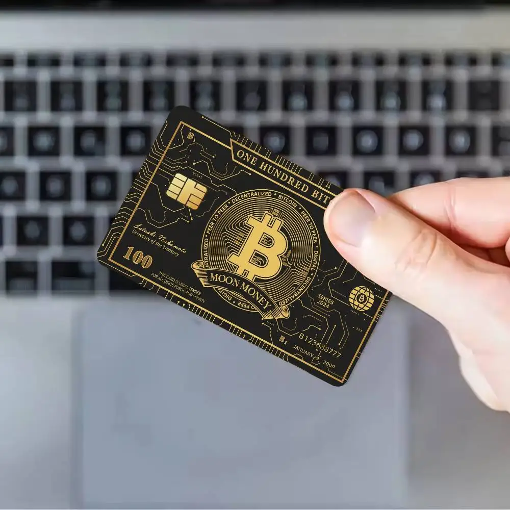 Black Gold Bitcoin Film Skin Cover Credit Card Stickers 4PCS Debit Front Decoration Bank Bus Pass Waterproof view 6