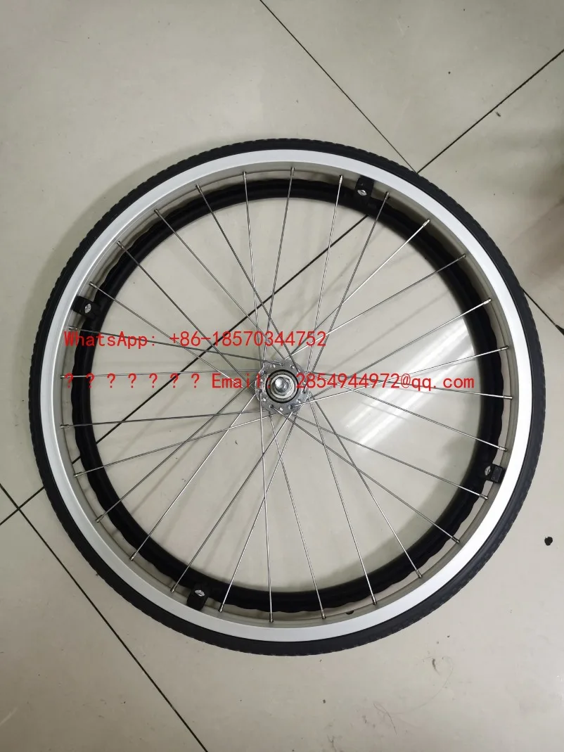 Wheelchair Rear Wheel 22 Inch 22x1 3/8 Wheel Assembly Solid Tire Fittings