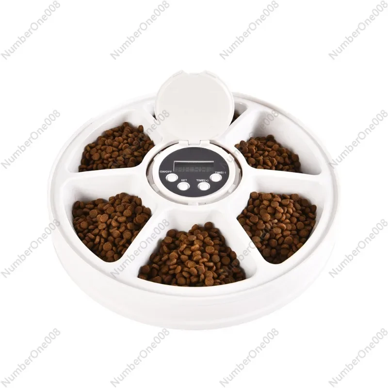 Pet six-grid feeder Timed quantitative intelligent dog feeding machine Cat food utensils