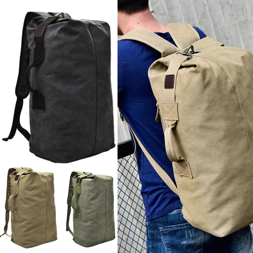 

Outdoor Travel Double Strap Canvas Backpack Shoulder Bags Duffel Bag Camping Hiking Handbag Canvas Men Backpack