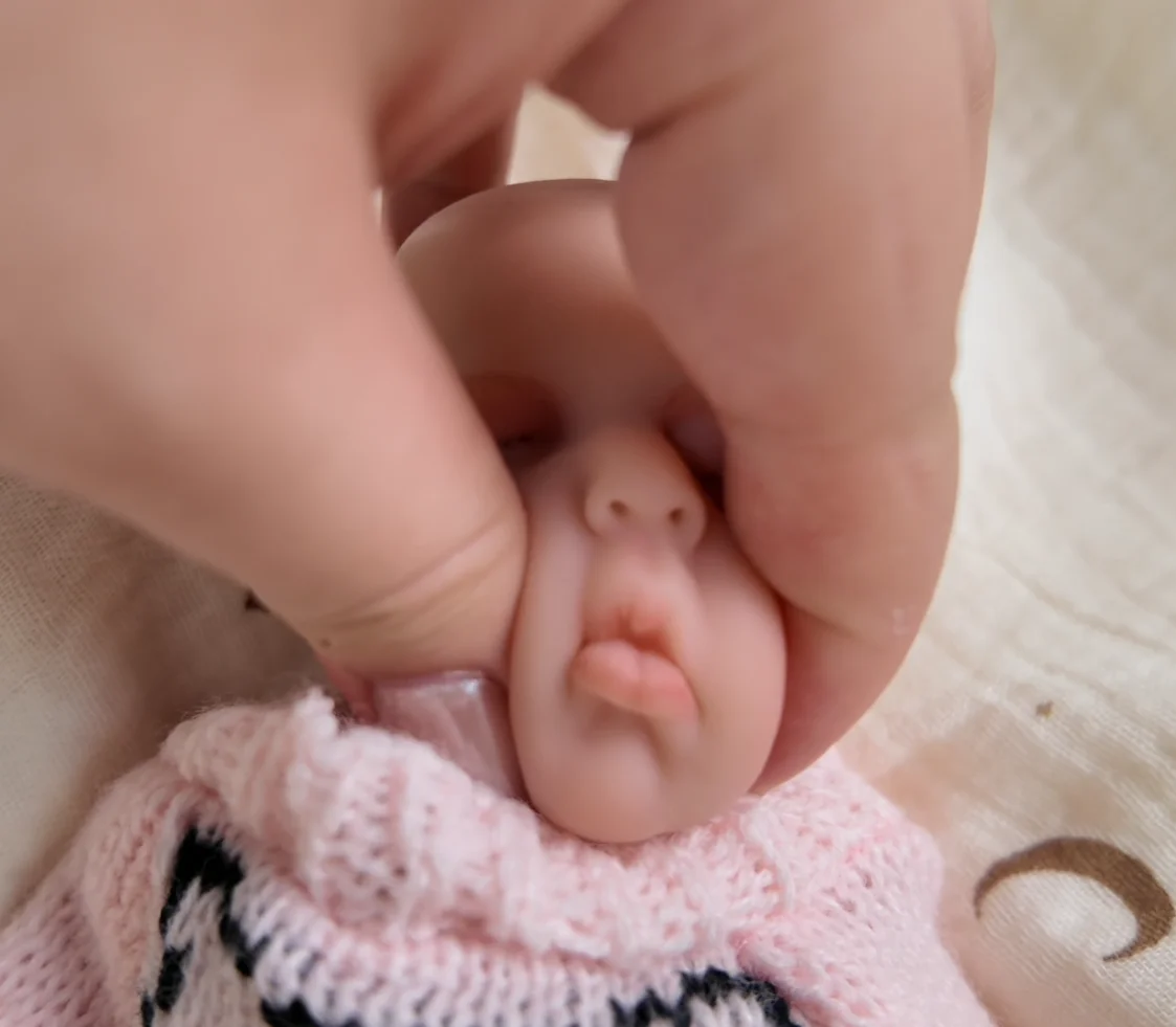 

NPK 8''High Quantity Loulou Sleeping Mini Girl Solid Super Soft Elastic Lifelike with Hand Painting Collectible Art Doll Gift