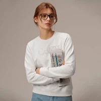 CHCH Women's Hoodie 2026 New Simple Pearl Embroidered Top Women's Beige Loose Long Sleeve Hoodie - Image 4
