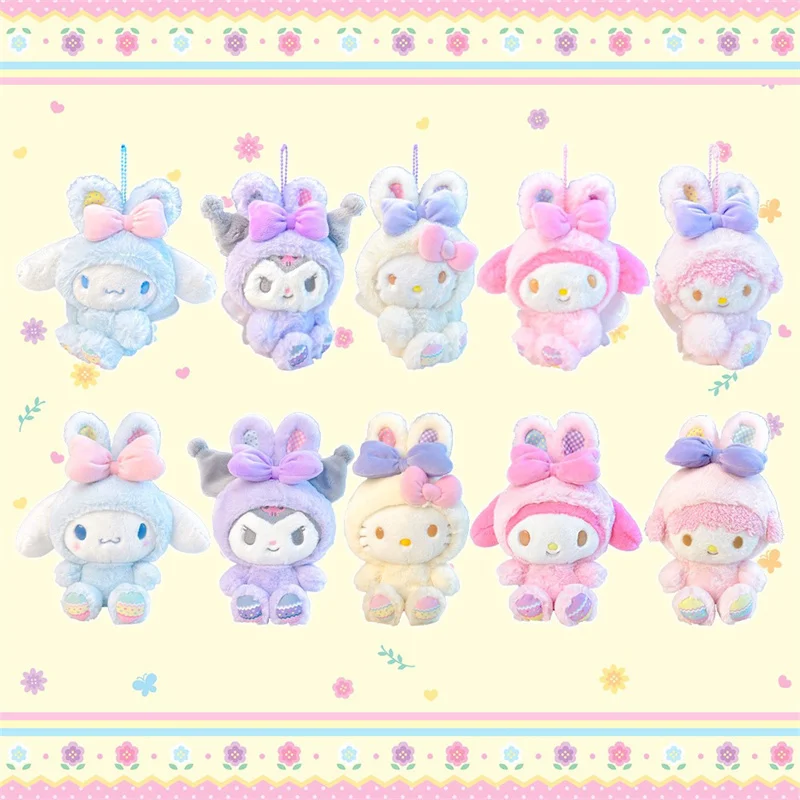 

Sanrio Пасхальная фотоподвеска Hello Kitty Pinao Kuromi Cinnamoroll My Melody Милая мультяшная мягкая заполненная игрушка брелок подарок