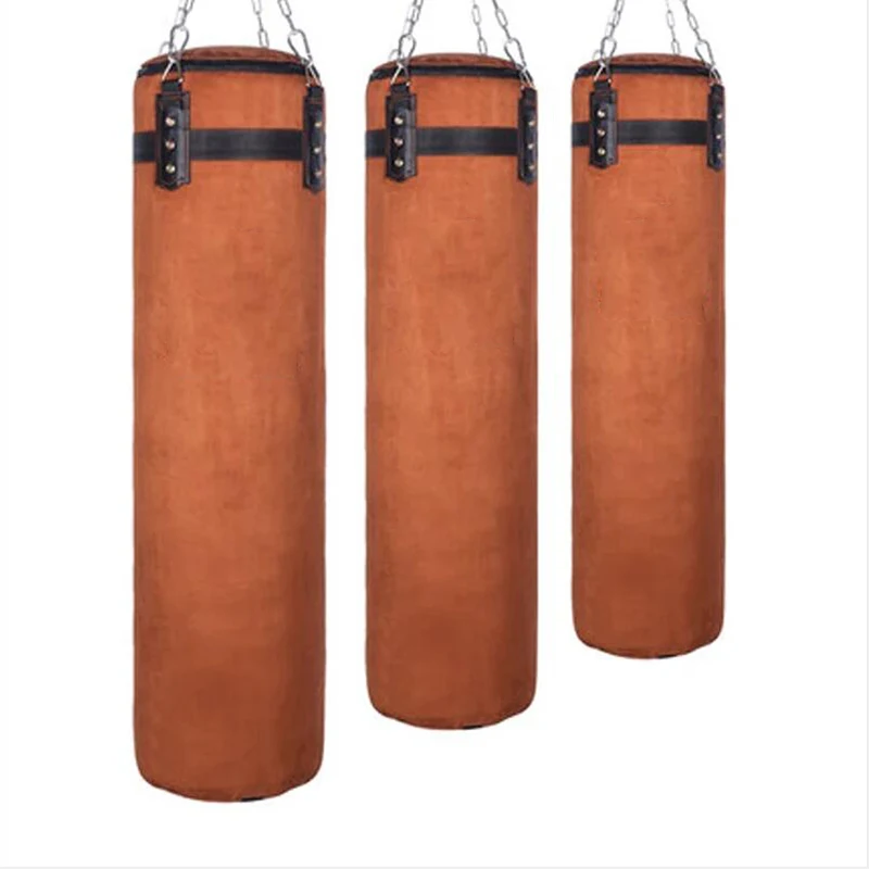 80/90/100/120 cm PU Sandbag High Quality Punching Bag Kicking Train Sand Pear Bag Leather Suede Boxing Bag Indoor Sport Earthbag