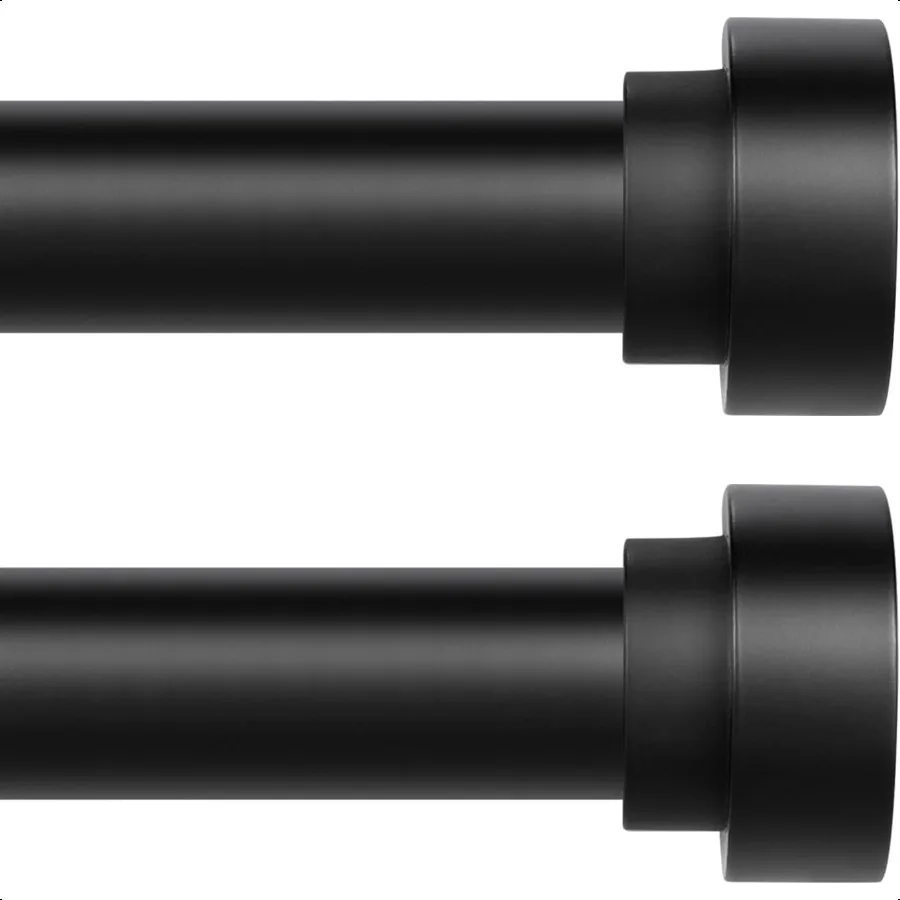 

2 Pack Black Curtain Rods for Windows 28 to 48 Inch 2.34ft 1 Inch Adjustable Curtain Rod Heavy Duty Curtain Rods Thicken Sturdy