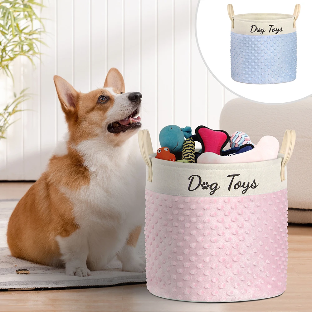 Collapsible Dog Toy Basket Big Capacity Pet Toy Box Storage Bin With Handles Organizer Storage Basket for Pet Toys Accessories