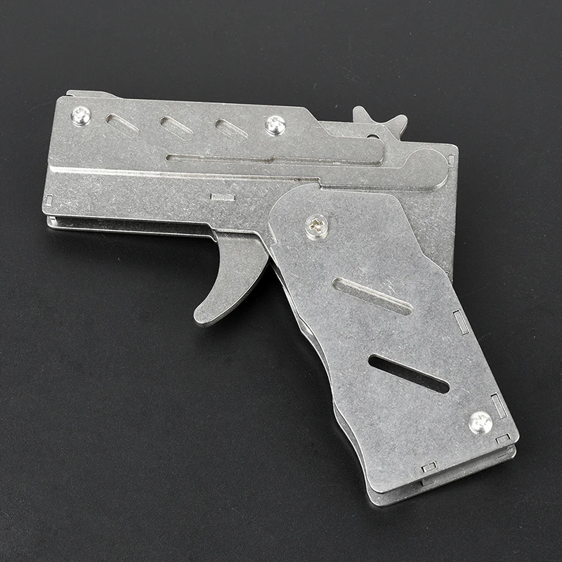 1 Metal Rubber Band Gun Launcher with 50 Straps - Durable, Foldable and Suitable for Parties and Gift Parties, Games and Events