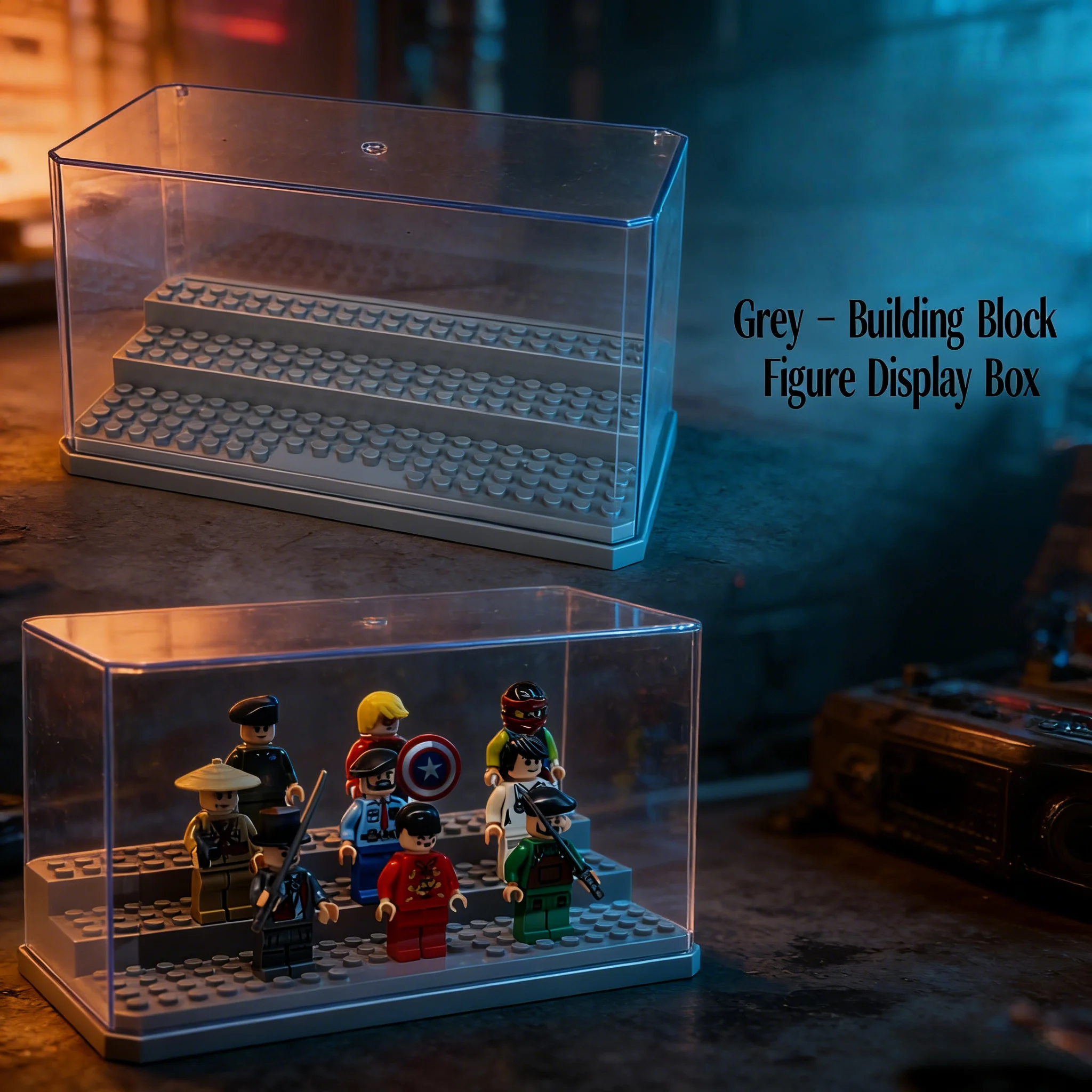 

3 Layer Clear Acrylic Dustproof Minifigure Display Case Gray Storage Box for Building Blocks Action Figures Toy Display Organize