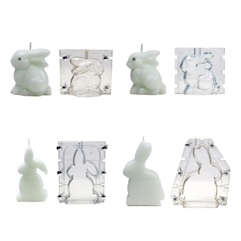 3D Easter Bunny Mold Plastic Rabbit Soap Mould for Handmade Making Epoxy Resin Casting Molds DIY Supplies