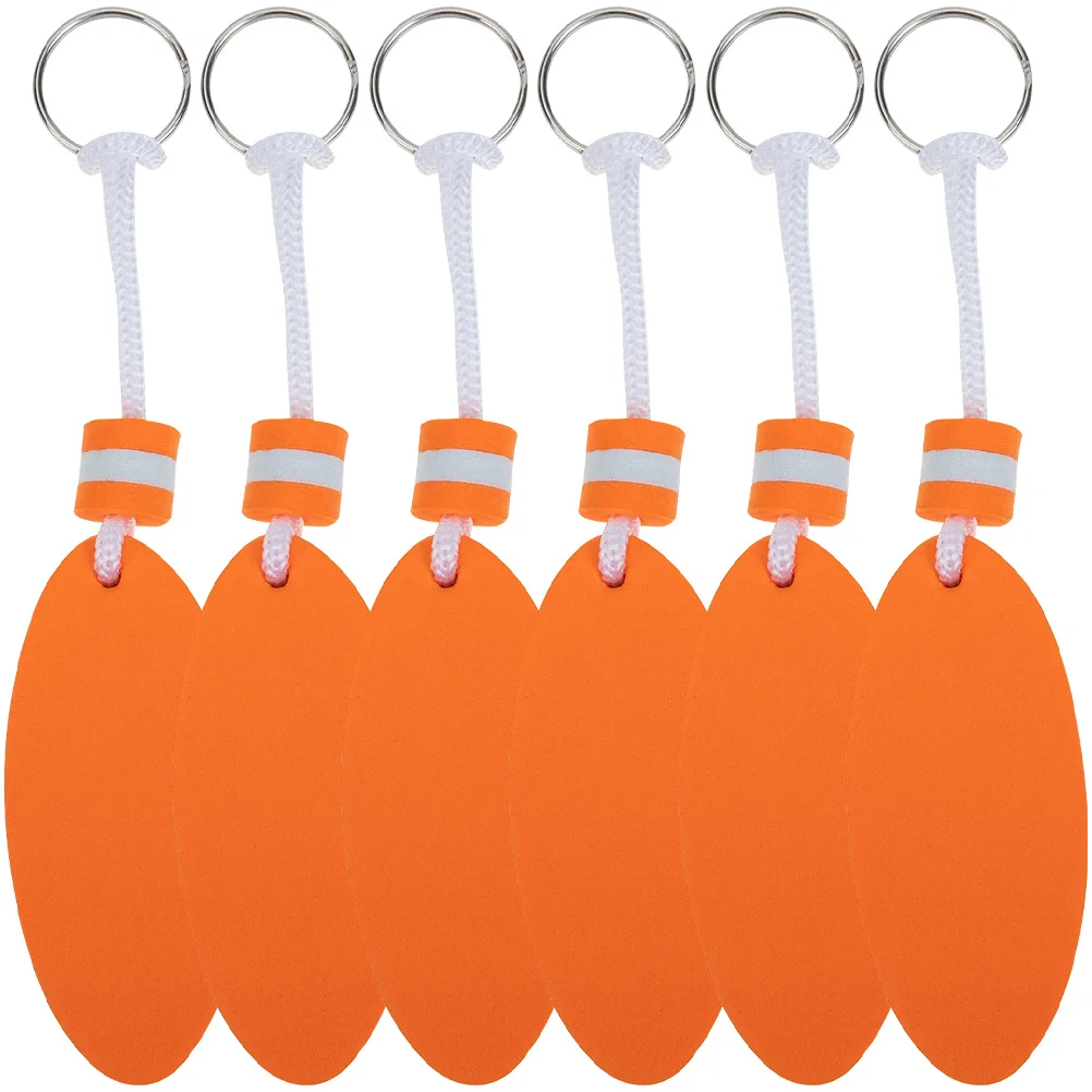 

6 Pcs Floating Key Surfboard Keychain Small Water Keychains Buoy Boating Must Haves Orange