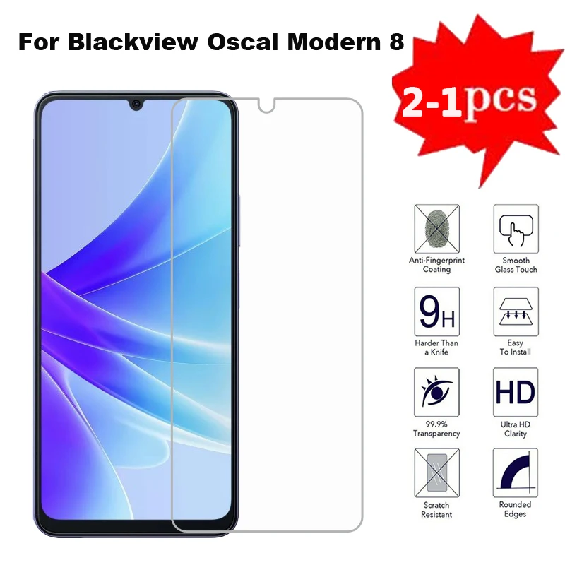 

2-1PC Tempered Glass For Blackview Oscal Modern 8 Film Protective Glass Phone Cover on Blackview Oscal Modern 8 Screen Protector