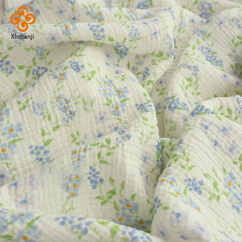 

Двухслойная хлопковая марлевая ткань с мелким цветочным узором, 0.5/1/3/5 м, мягкая, дышащая, приятная для кожи, для детского постельного белья, домашней одежды, шитья своими руками