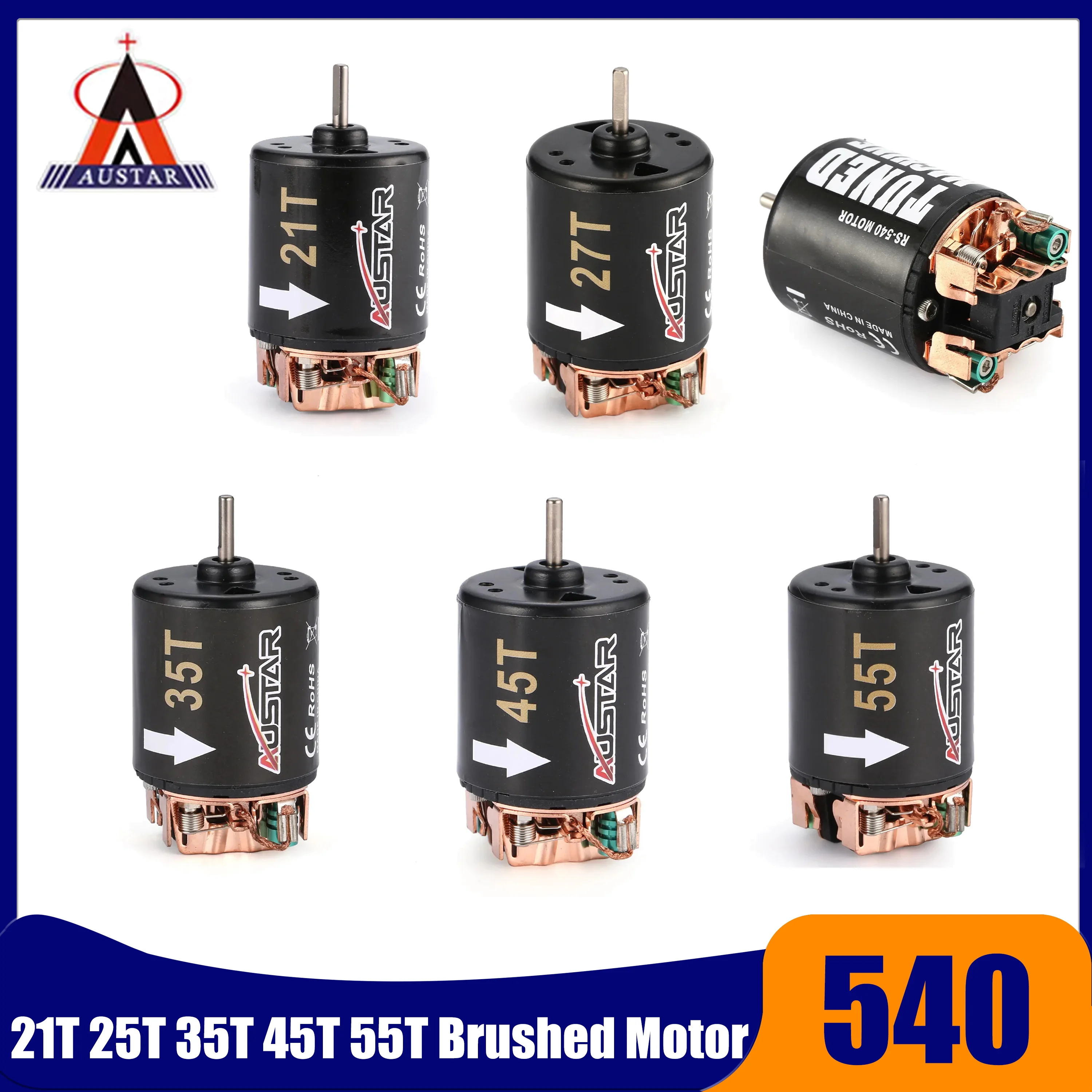 Austar 540 21T 27T 35T 45T 55T Матовый двигатель для 1/10 on-road Drift Touring RC Crawler Axial SCX10 90046 Traxxas TRX4 D90 MST
