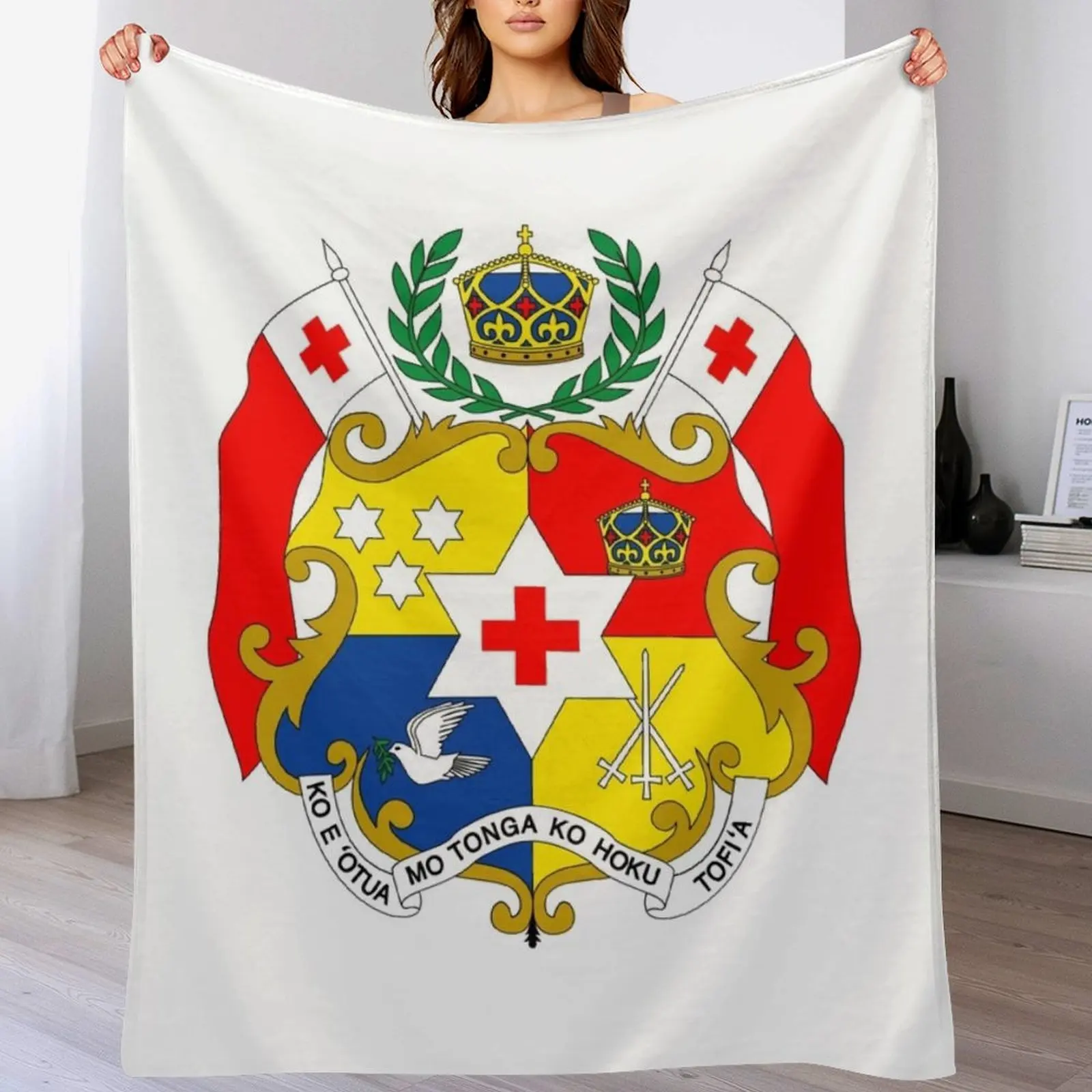 

Coat of arms of Tonga Throw Blanket Warm Accent Blanket for Living Room Decoration