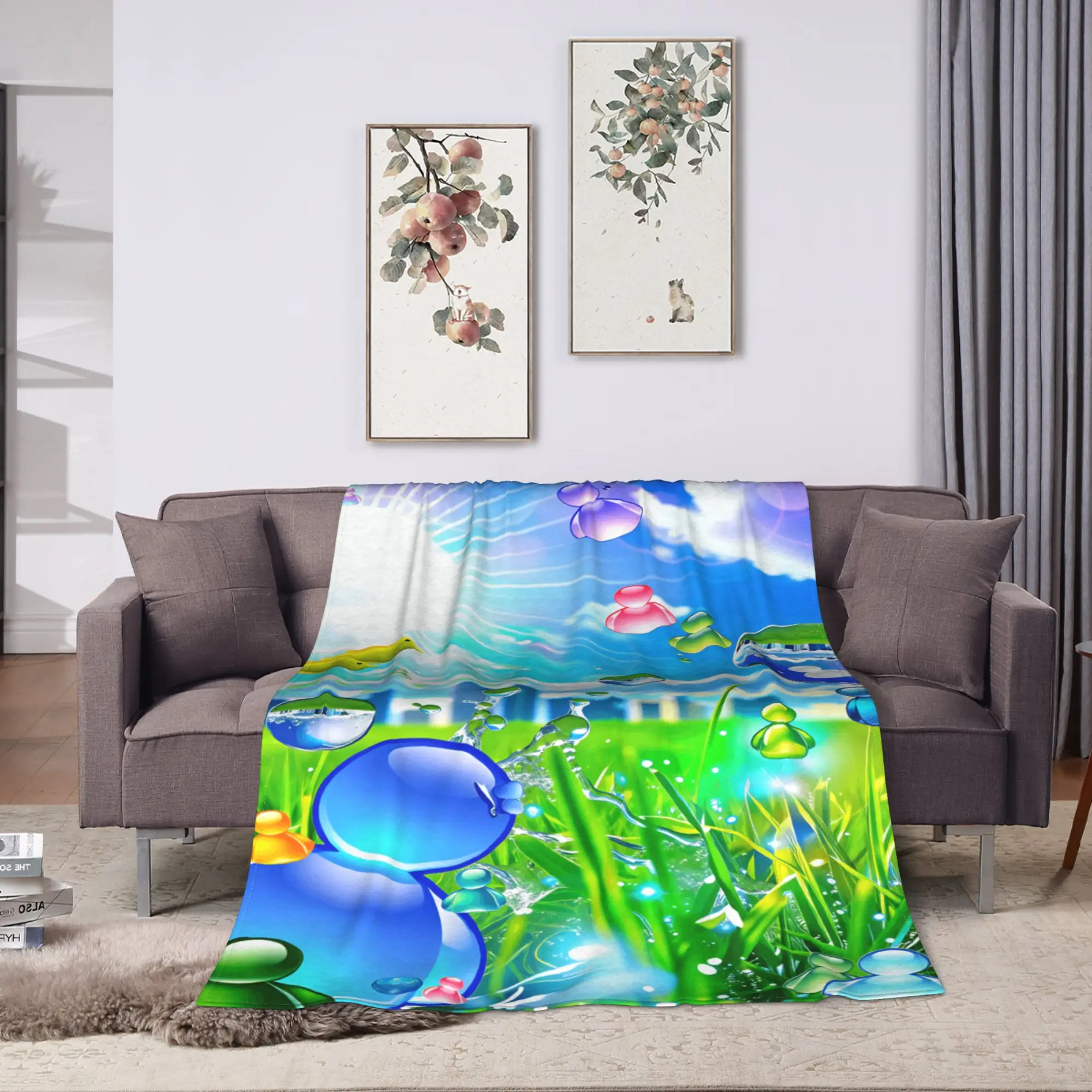 Frutiger Aero Art Bedding Throws Super Soft Trend Blanket  For Couch Chair Camping Flannel Bedspread Bed Cover