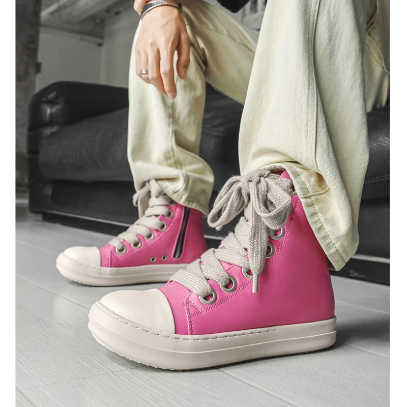 

Couple Style High Street Large-sized Canvas Lace-up High Top Casual Flat Color-blocked Versatile All-season Vulcanized Shoes