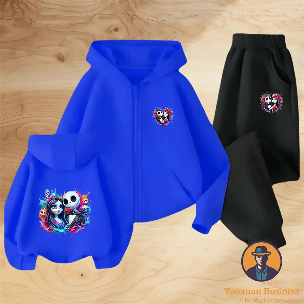 

Лидер продаж 2024, детский комплект с капюшоном на молнии «Кошмар перед Рождеством» на молнии, осенняя термоосенняя куртка на флисовой подкладке