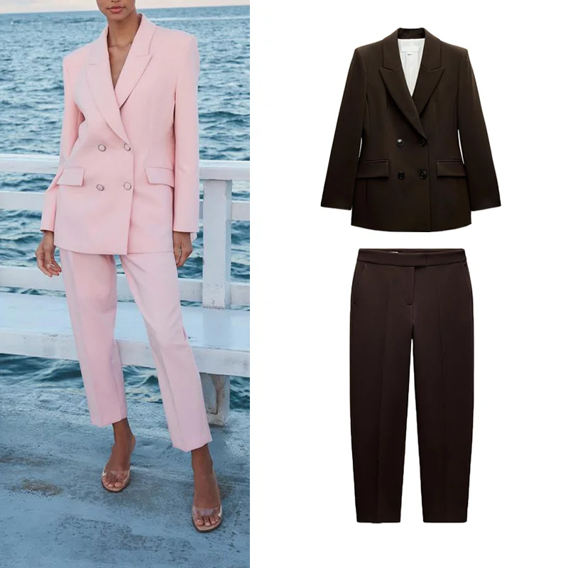 

Костюм Джейн на заказ, дэт с подушечками, двухрядные пуговицы, облегающие повседневные длинные брюки с высокой талией, женский ансамбль