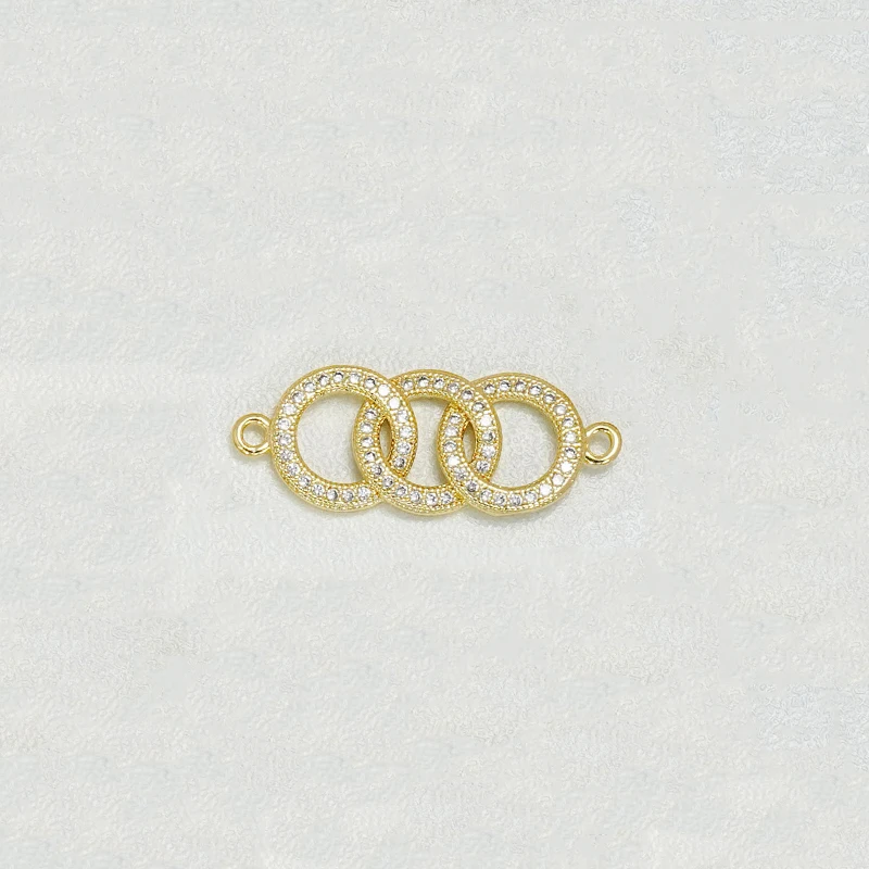 10pcs Hollow Connector for Diy Bracelet Necklace Making Part Copper Inlay Zircon Ring Pin Bow Candy Jewelry Accessorie Wholesale