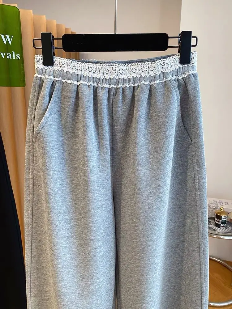 ارتفاع الخصر ey الدانتيل الربط سراويل تقليدية الرجال فضفاضة تناسب مستقيم الساق السراويل الخريف تصميم الإحساس تنوعا التخسيس طويلة... #2
