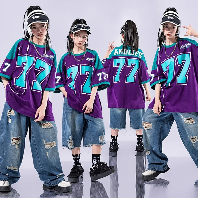 Costumes de danse moderne Jazz pour filles, T-Shirt ample, pantalons Hip Hop, tenues pour garçons, vêtements de scène de danse Hip Hop Rave, nouvelle collection 2025 DQS19868