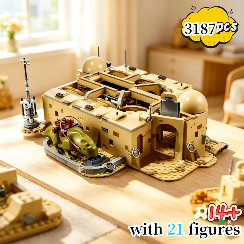 

New product 23187pcs 75290 UCS Star Battle Tatooine Mos Eisley Cantina Set Millennium Falcon Building Block Gift