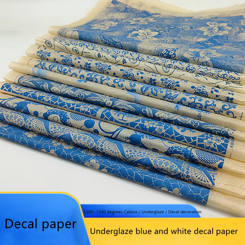 Ceramic blue and white underglaze decals, ceramic blank stickers, rubbing paper, Jingdezhen decal paper, can be customized