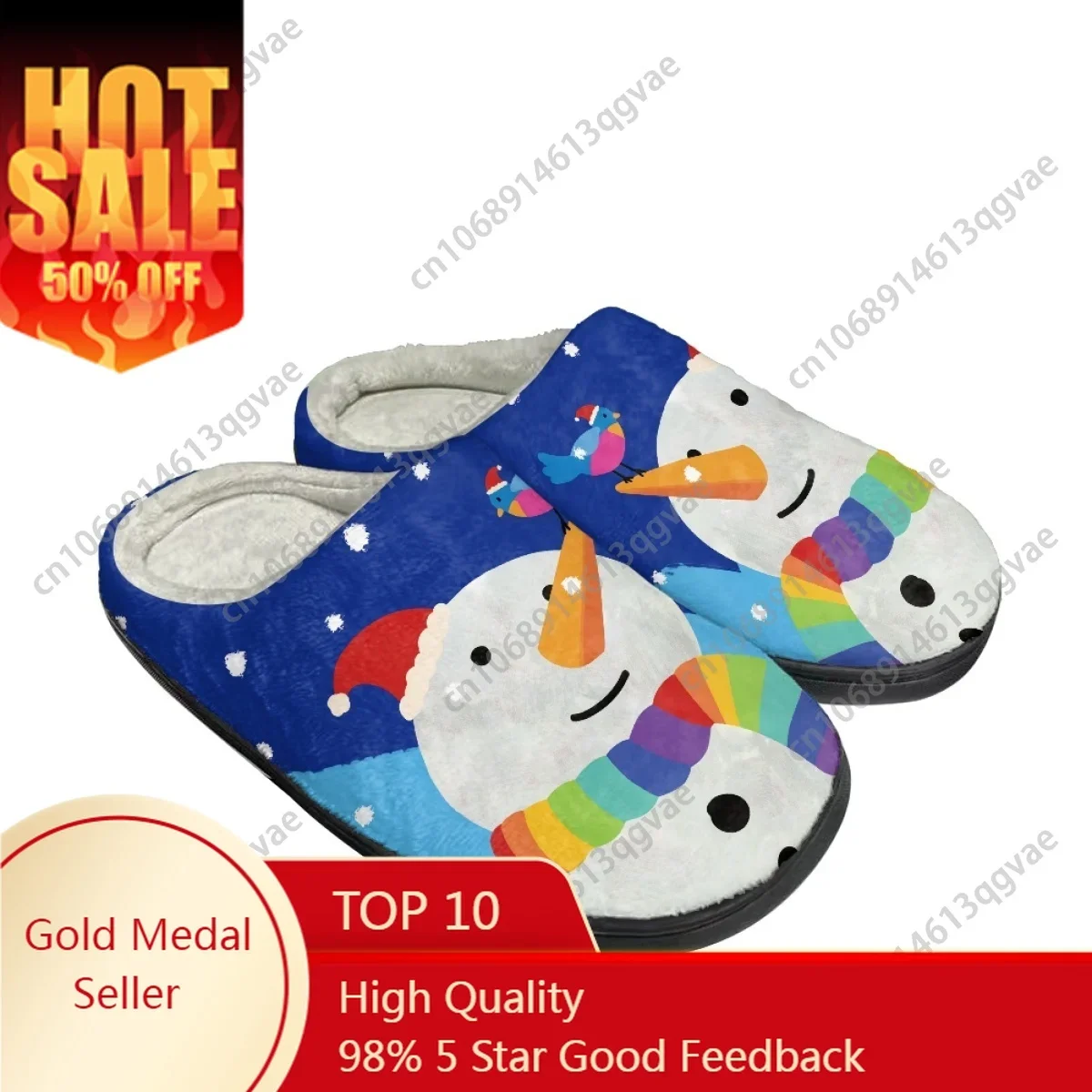 

Christmas Little Snowman Wearing A Scarf Home Cotton Slippers Mens Womens Teenager Plush Bedroom Keep Warm Custom Slipper