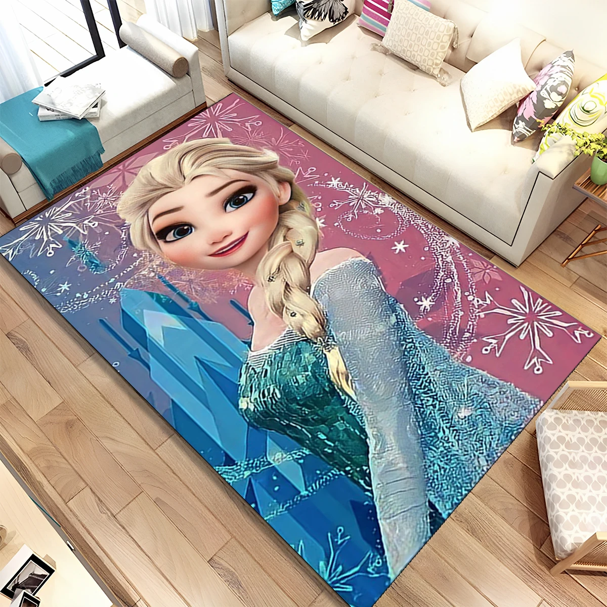 Snow Queen Frozen Elsa Cartoon Carpet Rug for Home Living Room Bedroom Sofa Doormat Decor,kids Area Rug Non-slip Floor Mat Girl