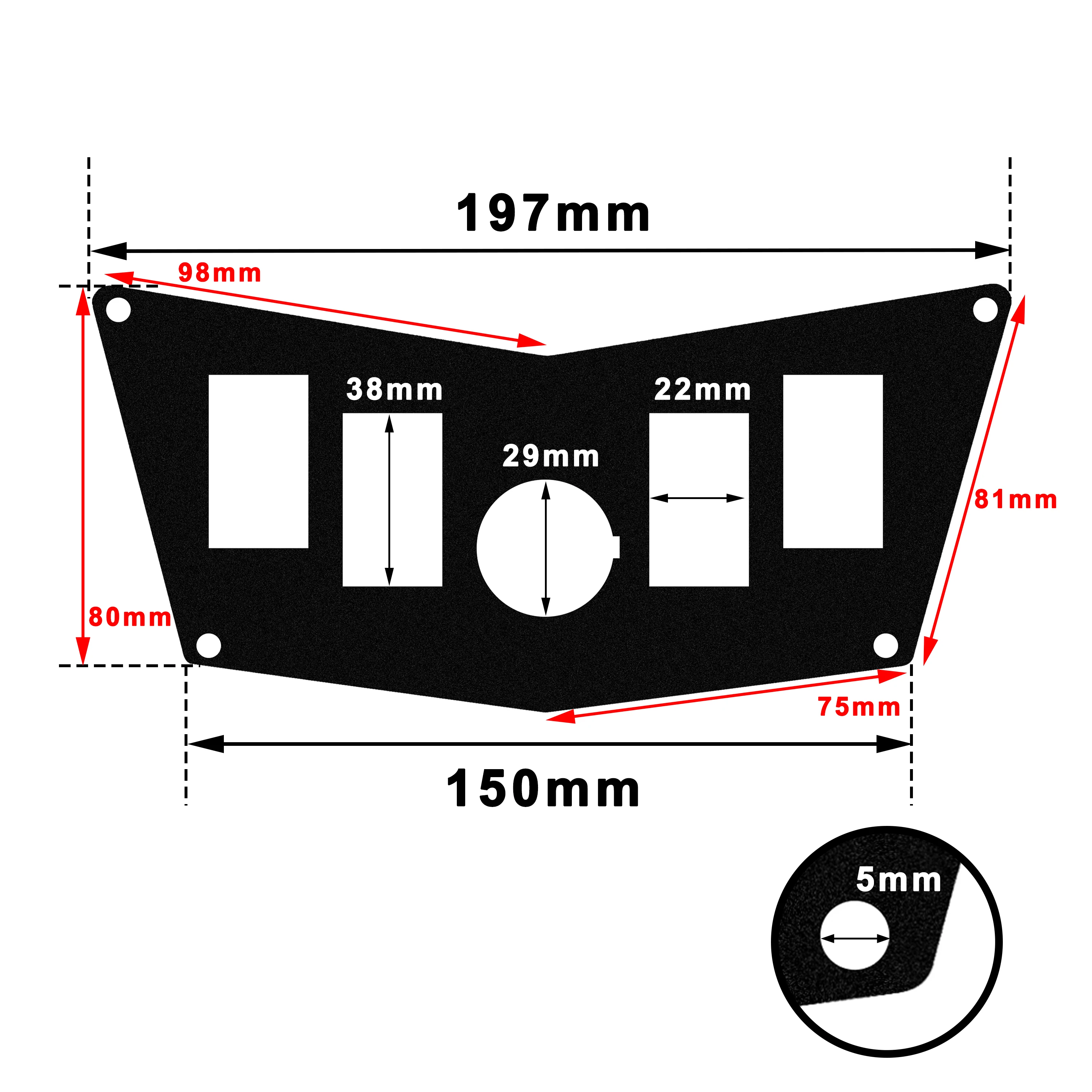 Aluminum Bezels 2 /3 / 4 / 6 Gang Rocker Switch Panel USB / Voltmeter Socket Quick Flush Mount Base for ATV UTV Polaris Can Am