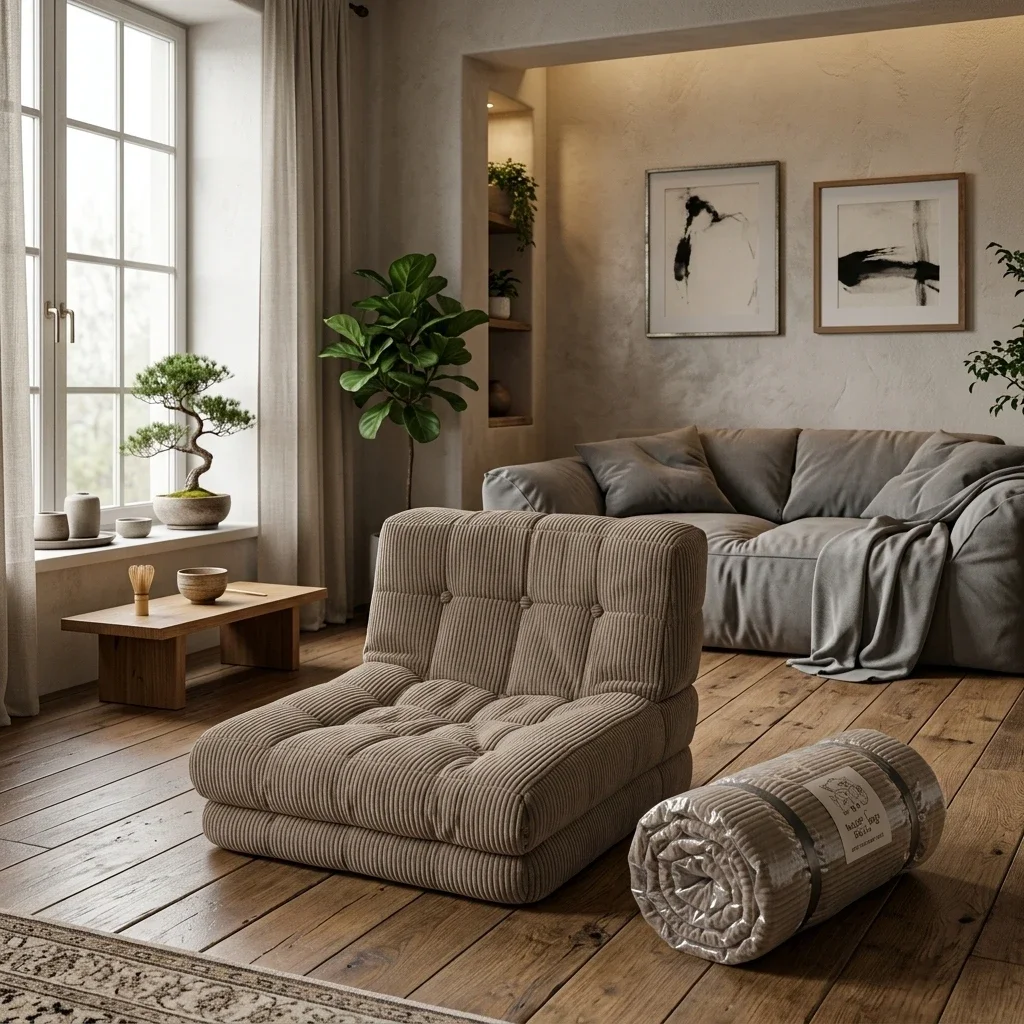 Minimalist Living Room Sectional Sofa Bed Single Seater Foldable Ergonomic Contour Memory Foam Vacuum Packed Delivery