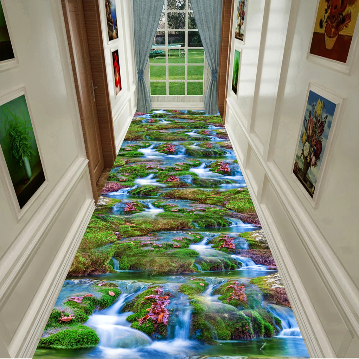 3D Scenic Long Corridor Carpets Living Room Decor Non-slip Easy Cleaning Hallway Floor Mat Lobby Carpet Stair Area Rug Custom