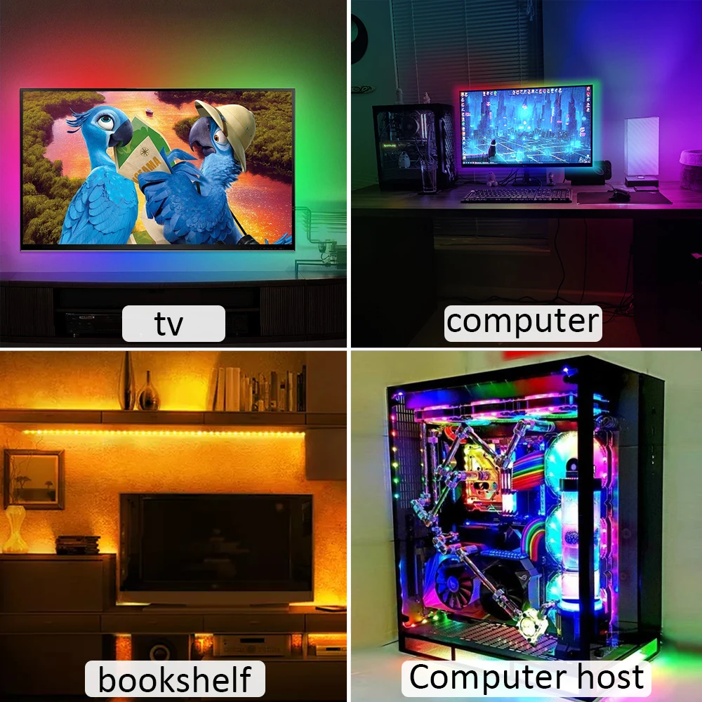 15M LED pasek światła z pilotem, kontrola aplikacji podświetlenie dla TV, 5V USB Bluetooth lampa kolor RGB do kuchni, sypialnia, ciepły biały