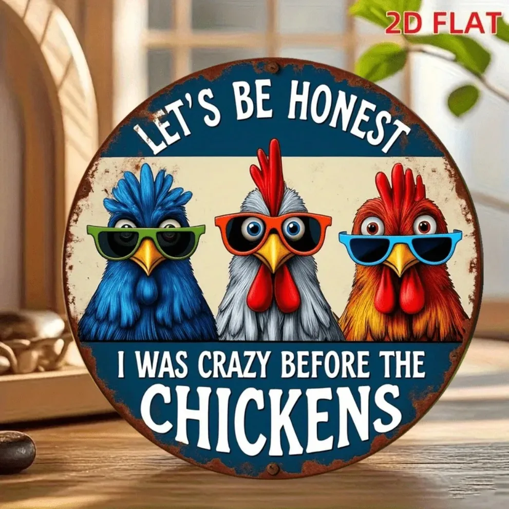 "فن جدار الدجاج المضحك - دعونا نكون صادقًا أنني كنت مجنونًا قبل علامة الدجاج للمنزل والحظيرة، ديكور معلق على الحائط مسطح ثنائي الأبعاد متين" #1